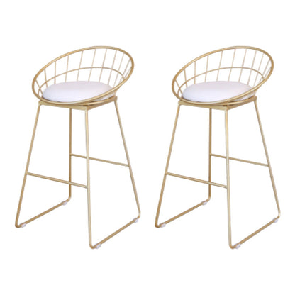 Contemporary Metal Counter Height Stools Bar Stool with Footrest Gold-White 2 Piece Set Clearhalo 'Bar Furniture' 'Bar Stools' 'bar_stools' 'furn' 'furn_bar_stools' 'Furniture' 'Kitchen & Dining Furniture' 6372130