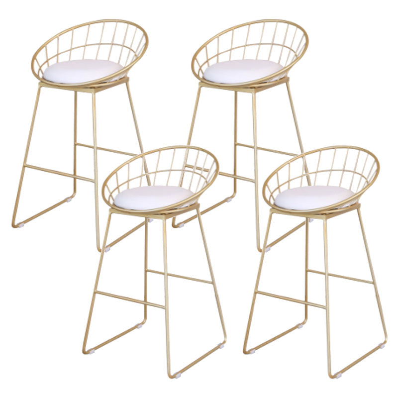 Contemporary Metal Counter Height Stools Bar Stool with Footrest Gold-White 4 Piece Set Clearhalo 'Bar Furniture' 'Bar Stools' 'bar_stools' 'furn' 'furn_bar_stools' 'Furniture' 'Kitchen & Dining Furniture' 6372132