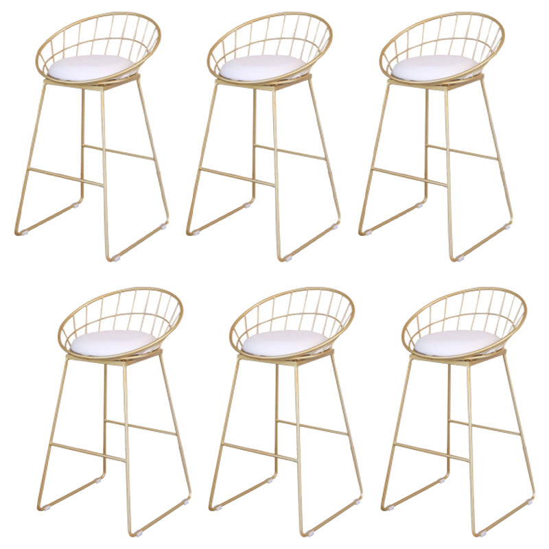 Contemporary Metal Counter Height Stools Bar Stool with Footrest Gold-White 6 Piece Set Clearhalo 'Bar Furniture' 'Bar Stools' 'bar_stools' 'furn' 'furn_bar_stools' 'Furniture' 'Kitchen & Dining Furniture' 6372133