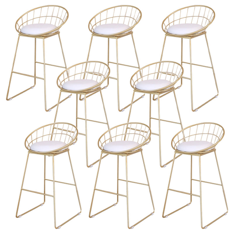 Contemporary Metal Counter Height Stools Bar Stool with Footrest Gold-White 8 Piece Set Clearhalo 'Bar Furniture' 'Bar Stools' 'bar_stools' 'furn' 'furn_bar_stools' 'Furniture' 'Kitchen & Dining Furniture' 6372134