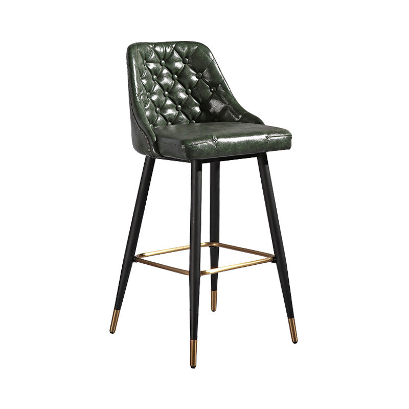 Glam Style Faux Leather Barstool Armless Low Back Bar Stool with Metal Legs 1 Piece Clearhalo 'Bar Furniture' 'Bar Stools' 'bar_stools' 'furn' 'furn_bar_stools' 'Furniture' 'Kitchen & Dining Furniture' 6372139