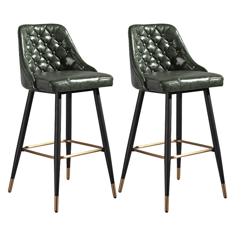 Glam Style Faux Leather Barstool Armless Low Back Bar Stool with Metal Legs 2 Piece Set Clearhalo 'Bar Furniture' 'Bar Stools' 'bar_stools' 'furn' 'furn_bar_stools' 'Furniture' 'Kitchen & Dining Furniture' 6372140