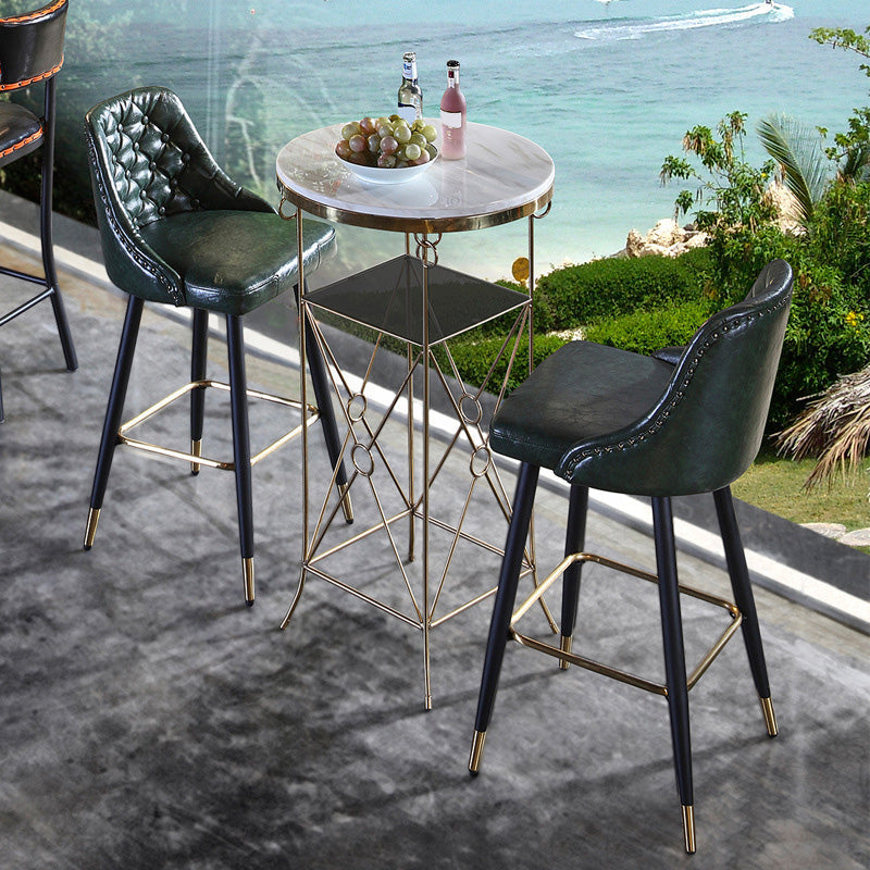 Glam Style Faux Leather Barstool Armless Low Back Bar Stool with Metal Legs Clearhalo 'Bar Furniture' 'Bar Stools' 'bar_stools' 'furn' 'furn_bar_stools' 'Furniture' 'Kitchen & Dining Furniture' 6372141