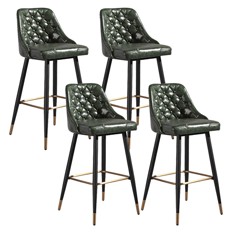 Glam Style Faux Leather Barstool Armless Low Back Bar Stool with Metal Legs 4 Piece Set Clearhalo 'Bar Furniture' 'Bar Stools' 'bar_stools' 'furn' 'furn_bar_stools' 'Furniture' 'Kitchen & Dining Furniture' 6372142
