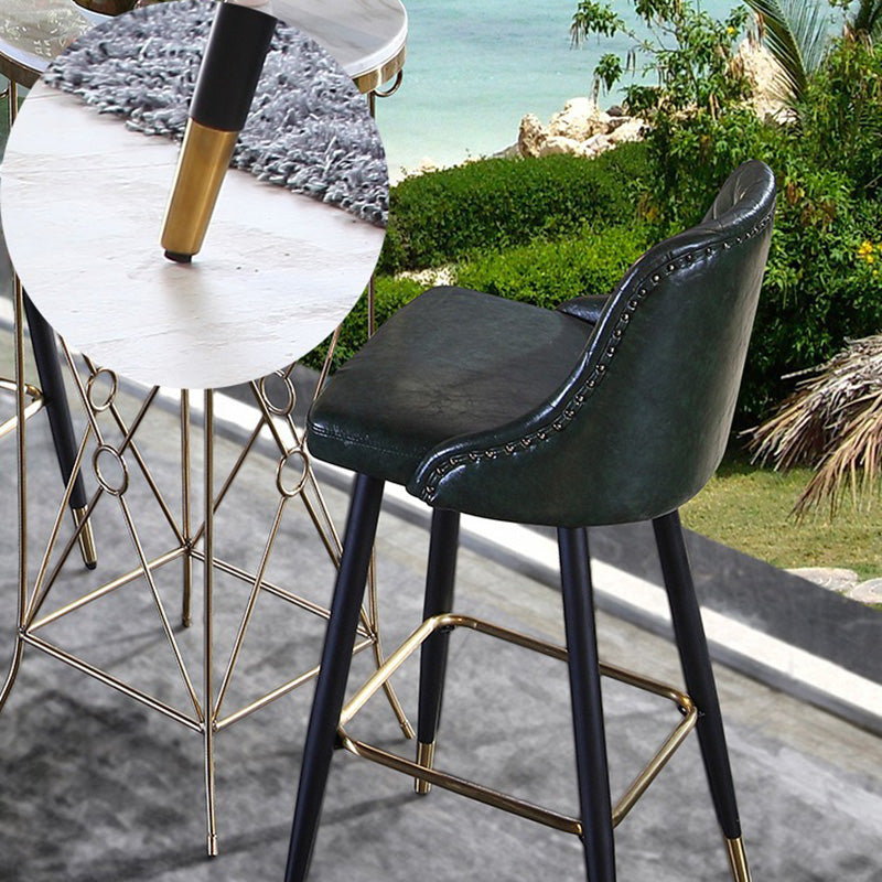 Glam Style Faux Leather Barstool Armless Low Back Bar Stool with Metal Legs Clearhalo 'Bar Furniture' 'Bar Stools' 'bar_stools' 'furn' 'furn_bar_stools' 'Furniture' 'Kitchen & Dining Furniture' 6372143