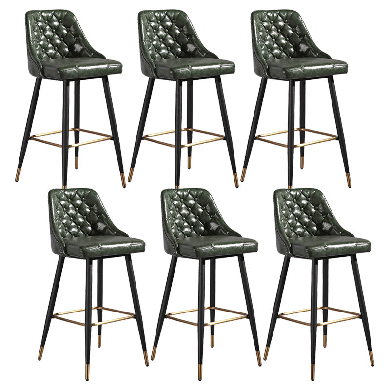 Glam Style Faux Leather Barstool Armless Low Back Bar Stool with Metal Legs 6 Piece Set Clearhalo 'Bar Furniture' 'Bar Stools' 'bar_stools' 'furn' 'furn_bar_stools' 'Furniture' 'Kitchen & Dining Furniture' 6372144