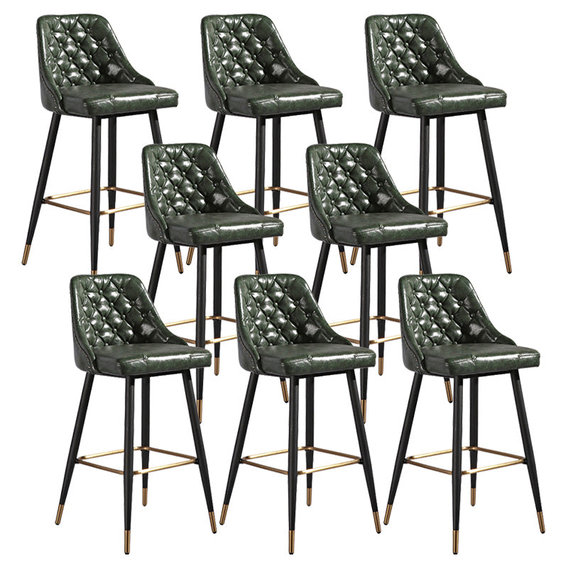 Glam Style Faux Leather Barstool Armless Low Back Bar Stool with Metal Legs 8 Piece Set Clearhalo 'Bar Furniture' 'Bar Stools' 'bar_stools' 'furn' 'furn_bar_stools' 'Furniture' 'Kitchen & Dining Furniture' 6372146