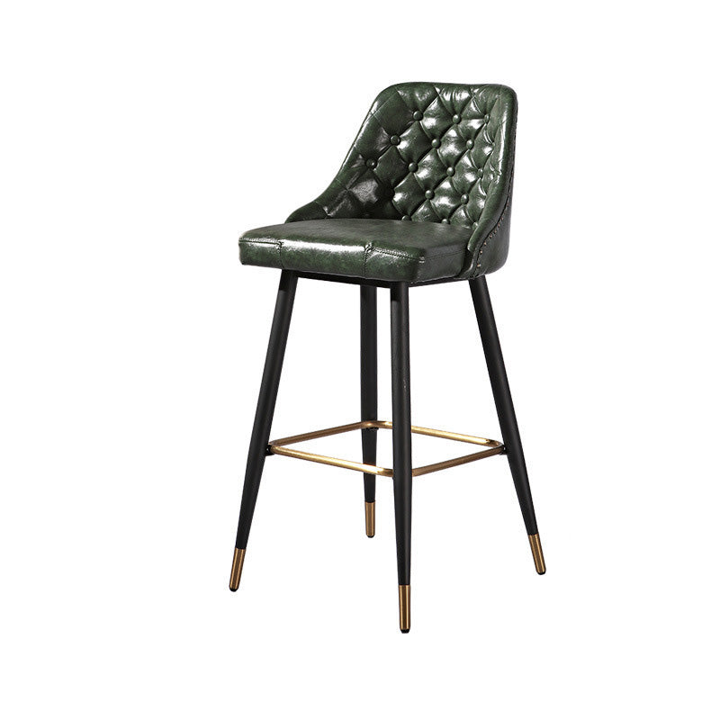 Glam Style Faux Leather Barstool Armless Low Back Bar Stool with Metal Legs Clearhalo 'Bar Furniture' 'Bar Stools' 'bar_stools' 'furn' 'furn_bar_stools' 'Furniture' 'Kitchen & Dining Furniture' 6372147