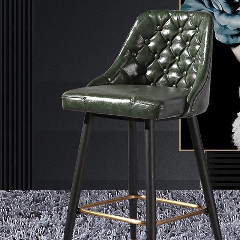 Glam Style Faux Leather Barstool Armless Low Back Bar Stool with Metal Legs Clearhalo 'Bar Furniture' 'Bar Stools' 'bar_stools' 'furn' 'furn_bar_stools' 'Furniture' 'Kitchen & Dining Furniture' 6372148
