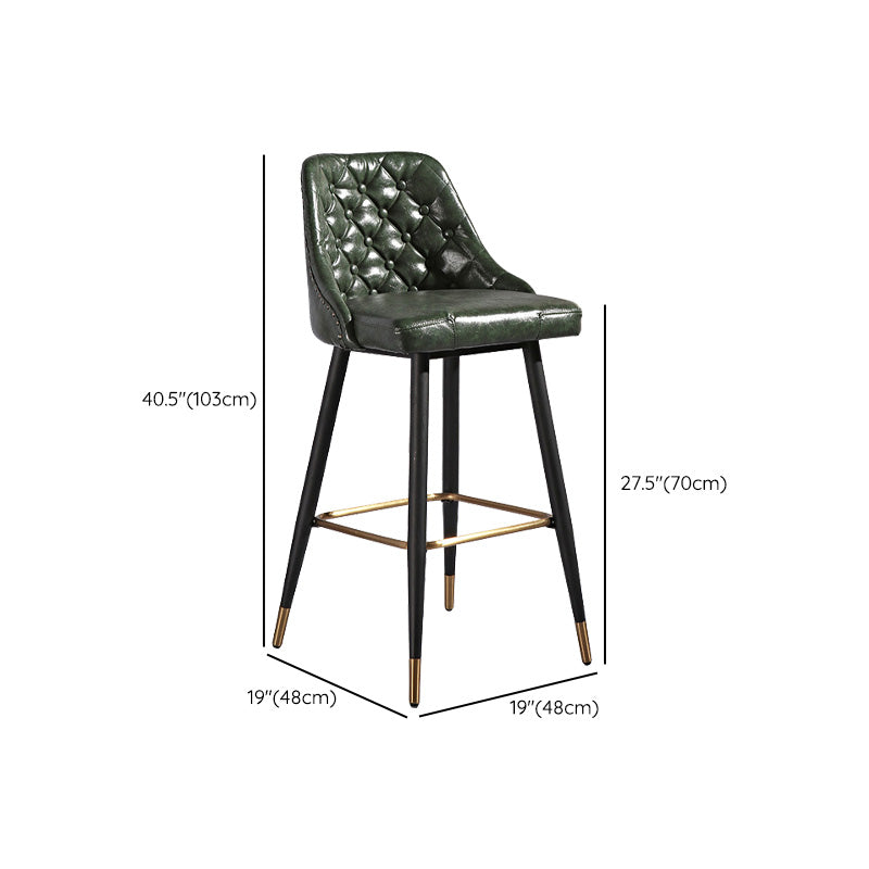 Glam Style Faux Leather Barstool Armless Low Back Bar Stool with Metal Legs Clearhalo 'Bar Furniture' 'Bar Stools' 'bar_stools' 'furn' 'furn_bar_stools' 'Furniture' 'Kitchen & Dining Furniture' 6372152