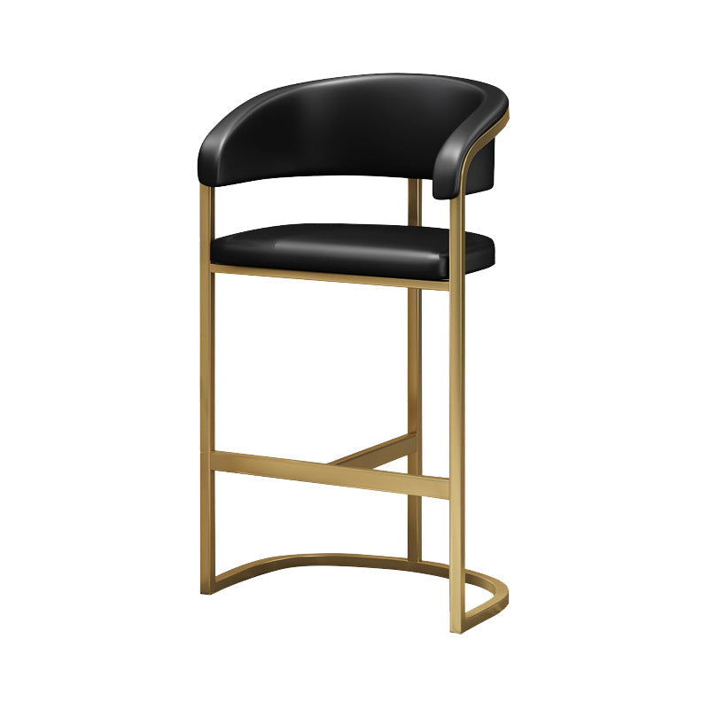 Glam Style Faux Leather Barstool Low Back Bar Stool with Gold Frame Black 1 Piece Clearhalo 'Bar Furniture' 'Bar Stools' 'bar_stools' 'furn' 'furn_bar_stools' 'Furniture' 'Kitchen & Dining Furniture' 6372202