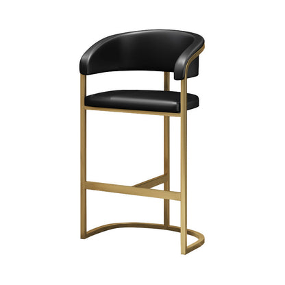 Glam Style Faux Leather Barstool Low Back Bar Stool with Gold Frame Black 1 Piece Clearhalo 'Bar Furniture' 'Bar Stools' 'bar_stools' 'furn' 'furn_bar_stools' 'Furniture' 'Kitchen & Dining Furniture' 6372202