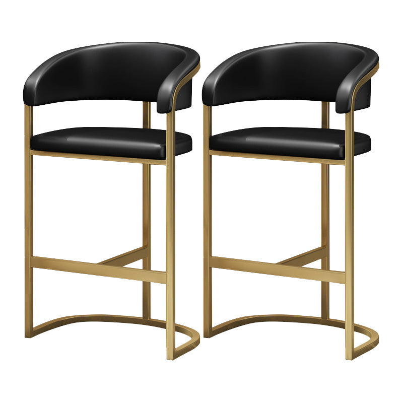 Glam Style Faux Leather Barstool Low Back Bar Stool with Gold Frame Black 2 Piece Set Clearhalo 'Bar Furniture' 'Bar Stools' 'bar_stools' 'furn' 'furn_bar_stools' 'Furniture' 'Kitchen & Dining Furniture' 6372203