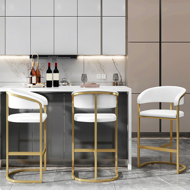 Glam Style Faux Leather Barstool Low Back Bar Stool with Gold Frame Clearhalo 'Bar Furniture' 'Bar Stools' 'bar_stools' 'furn' 'furn_bar_stools' 'Furniture' 'Kitchen & Dining Furniture' 6372204
