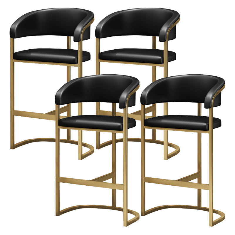 Glam Style Faux Leather Barstool Low Back Bar Stool with Gold Frame Black 4 Piece Set Clearhalo 'Bar Furniture' 'Bar Stools' 'bar_stools' 'furn' 'furn_bar_stools' 'Furniture' 'Kitchen & Dining Furniture' 6372205