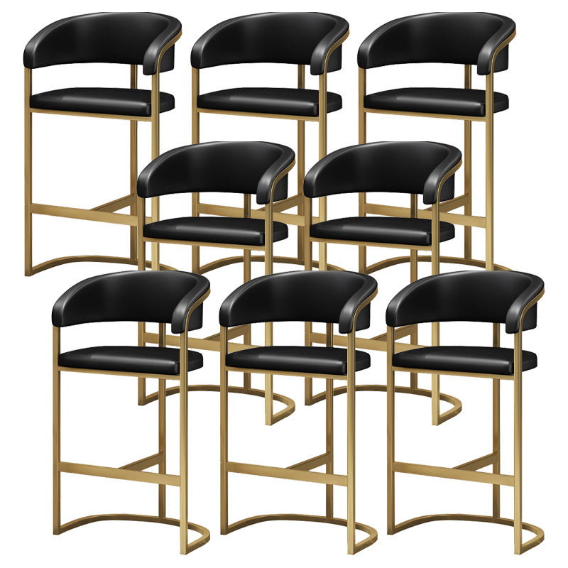 Glam Style Faux Leather Barstool Low Back Bar Stool with Gold Frame Black 8 Piece Set Clearhalo 'Bar Furniture' 'Bar Stools' 'bar_stools' 'furn' 'furn_bar_stools' 'Furniture' 'Kitchen & Dining Furniture' 6372209