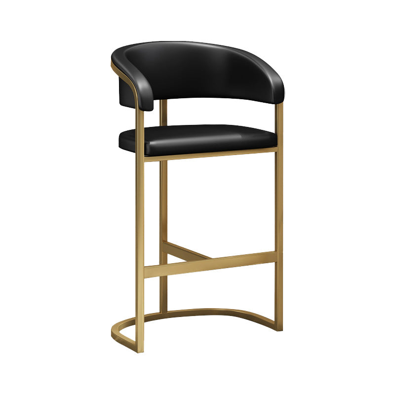 Glam Style Faux Leather Barstool Low Back Bar Stool with Gold Frame Clearhalo 'Bar Furniture' 'Bar Stools' 'bar_stools' 'furn' 'furn_bar_stools' 'Furniture' 'Kitchen & Dining Furniture' 6372210