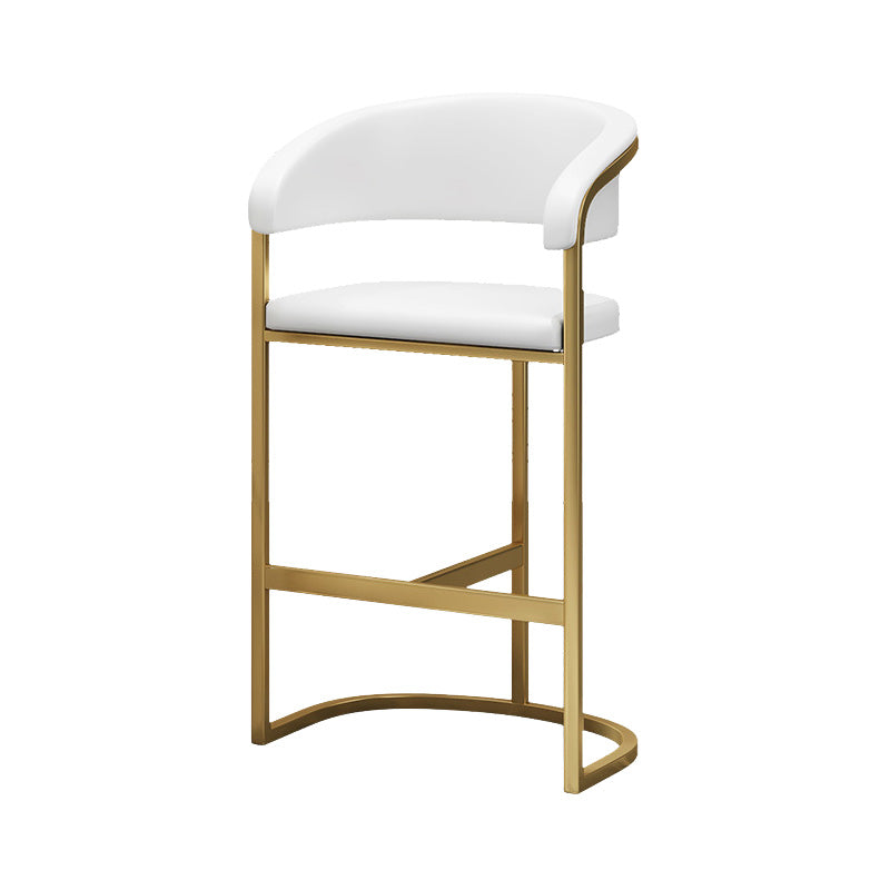 Glam Style Faux Leather Barstool Low Back Bar Stool with Gold Frame White 1 Piece Clearhalo 'Bar Furniture' 'Bar Stools' 'bar_stools' 'furn' 'furn_bar_stools' 'Furniture' 'Kitchen & Dining Furniture' 6372211