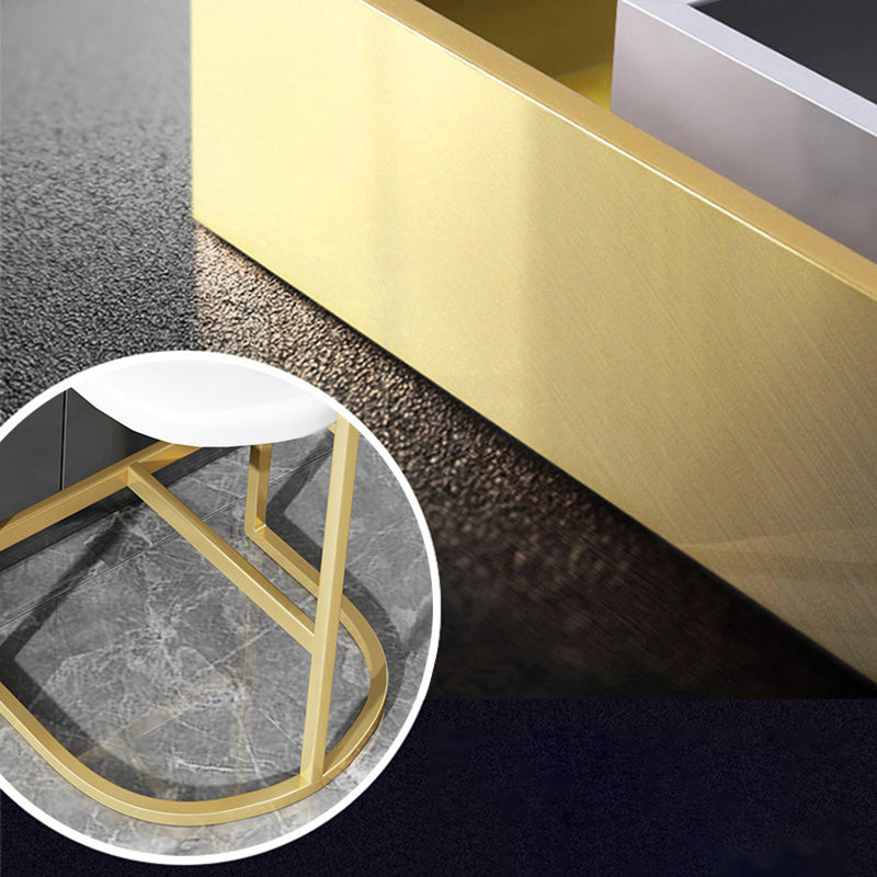 Glam Style Faux Leather Barstool Low Back Bar Stool with Gold Frame Clearhalo 'Bar Furniture' 'Bar Stools' 'bar_stools' 'furn' 'furn_bar_stools' 'Furniture' 'Kitchen & Dining Furniture' 6372212