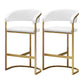 Glam Style Faux Leather Barstool Low Back Bar Stool with Gold Frame White 2 Piece Set Clearhalo 'Bar Furniture' 'Bar Stools' 'bar_stools' 'furn' 'furn_bar_stools' 'Furniture' 'Kitchen & Dining Furniture' 6372214