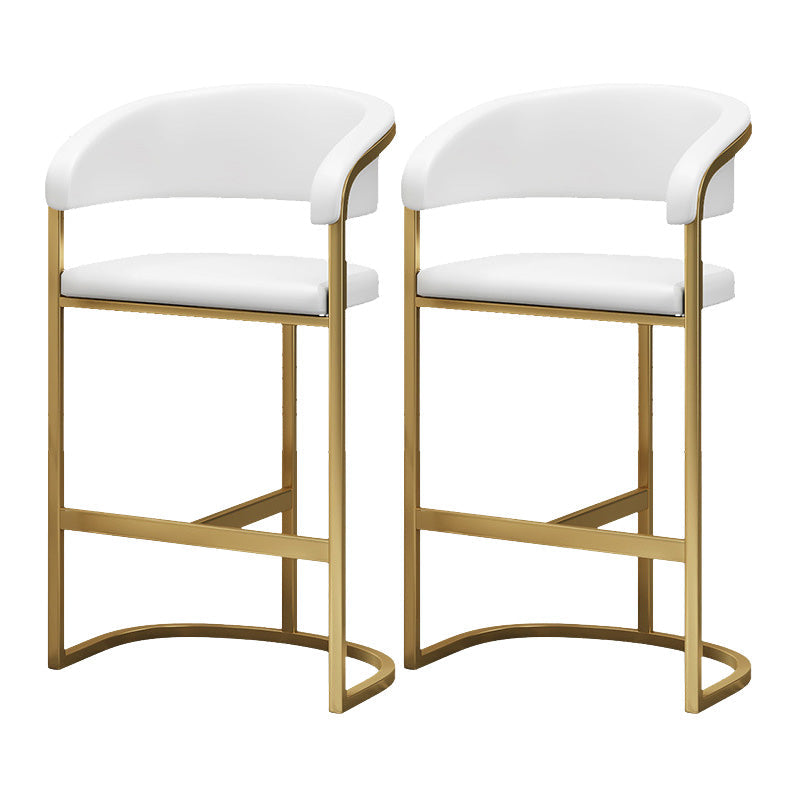 Glam Style Faux Leather Barstool Low Back Bar Stool with Gold Frame White 2 Piece Set Clearhalo 'Bar Furniture' 'Bar Stools' 'bar_stools' 'furn' 'furn_bar_stools' 'Furniture' 'Kitchen & Dining Furniture' 6372214