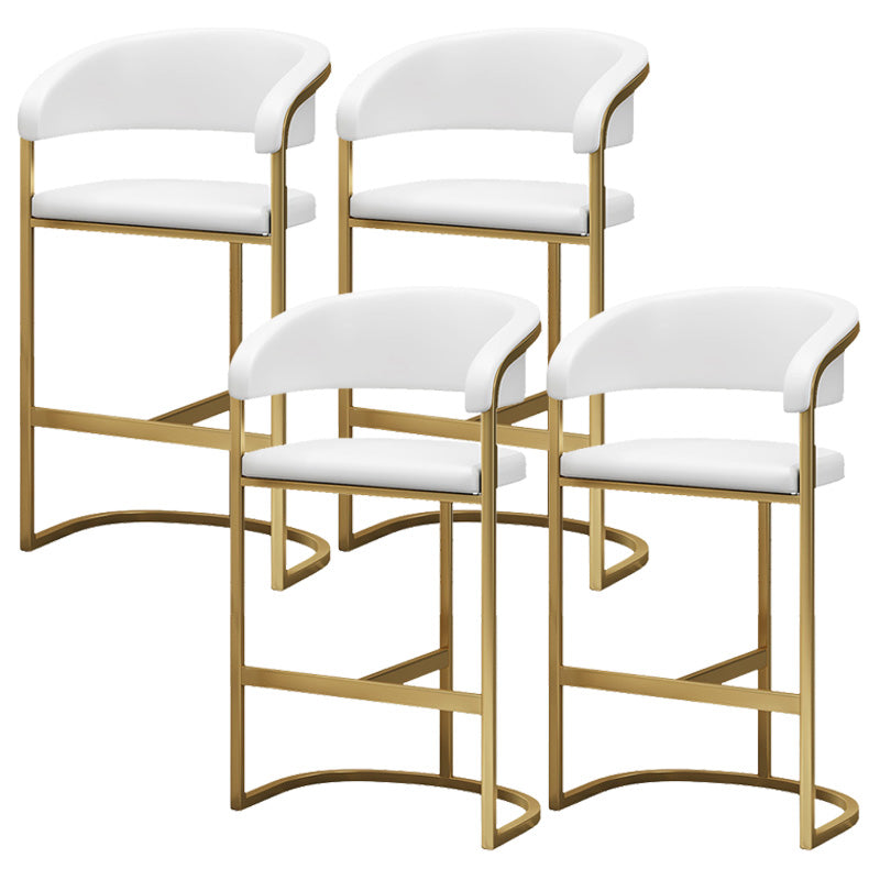 Glam Style Faux Leather Barstool Low Back Bar Stool with Gold Frame White 4 Piece Set Clearhalo 'Bar Furniture' 'Bar Stools' 'bar_stools' 'furn' 'furn_bar_stools' 'Furniture' 'Kitchen & Dining Furniture' 6372215