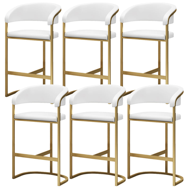 Glam Style Faux Leather Barstool Low Back Bar Stool with Gold Frame White 6 Piece Set Clearhalo 'Bar Furniture' 'Bar Stools' 'bar_stools' 'furn' 'furn_bar_stools' 'Furniture' 'Kitchen & Dining Furniture' 6372218