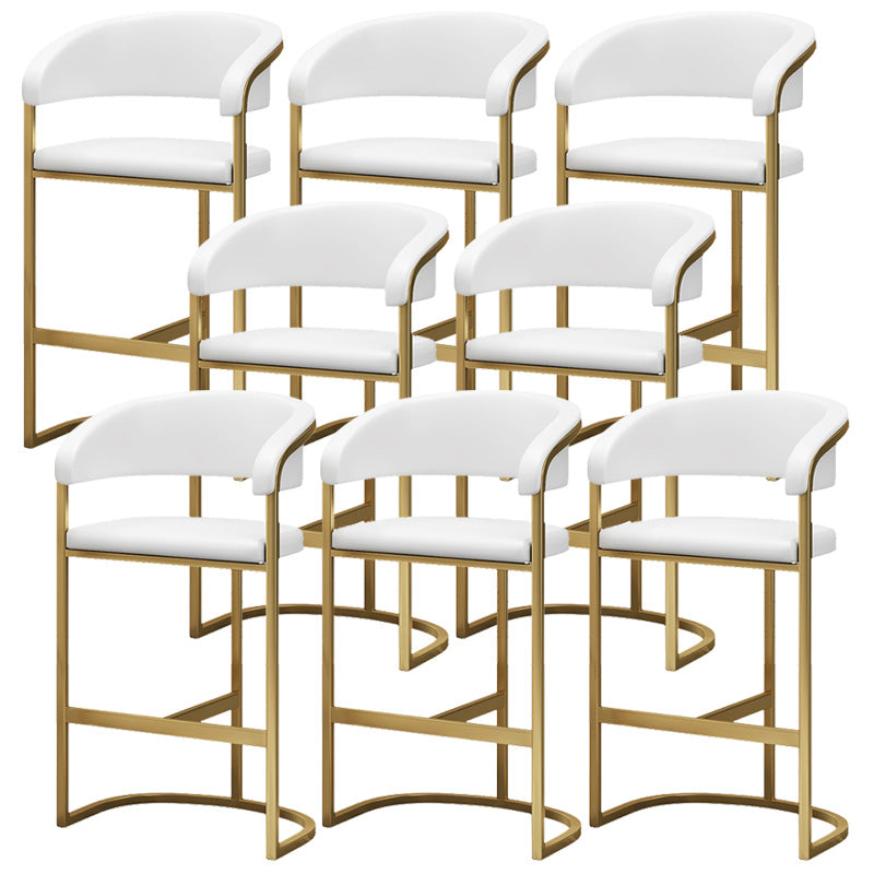 Glam Style Faux Leather Barstool Low Back Bar Stool with Gold Frame White 8 Piece Set Clearhalo 'Bar Furniture' 'Bar Stools' 'bar_stools' 'furn' 'furn_bar_stools' 'Furniture' 'Kitchen & Dining Furniture' 6372219