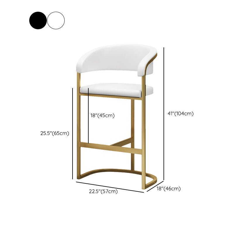 Glam Style Faux Leather Barstool Low Back Bar Stool with Gold Frame Clearhalo 'Bar Furniture' 'Bar Stools' 'bar_stools' 'furn' 'furn_bar_stools' 'Furniture' 'Kitchen & Dining Furniture' 6372220