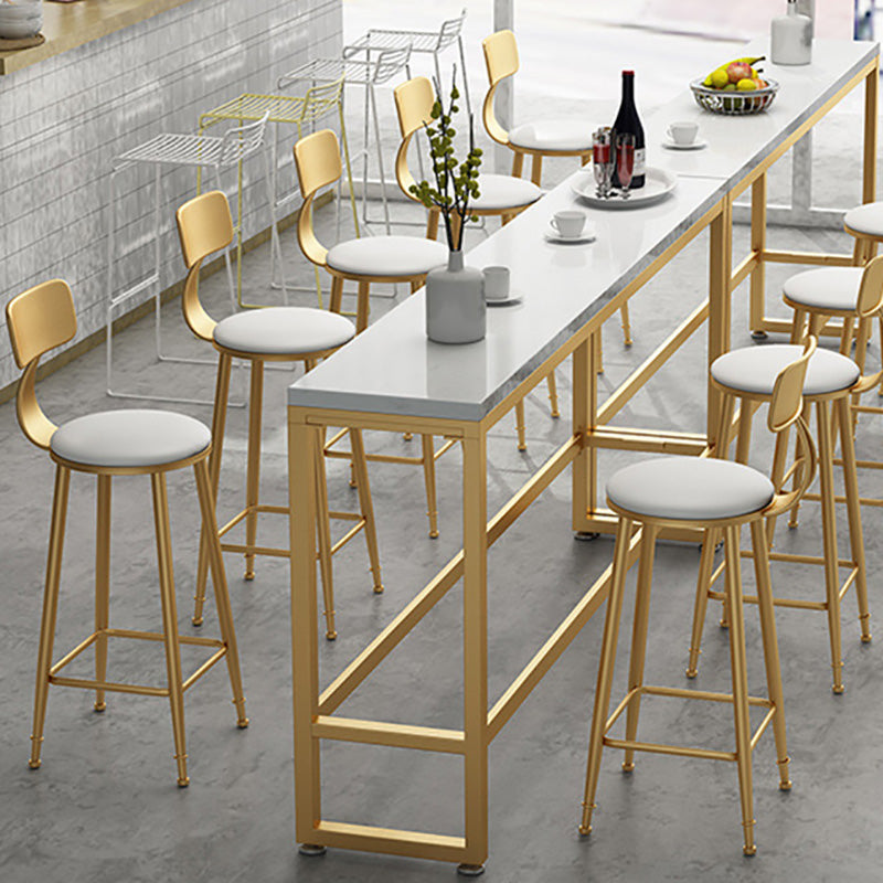 Tabouret de bar rembourré de style Glam Tabouret de bar rond à dossier bas avec cadre doré