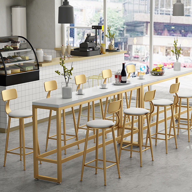 Tabouret de bar rembourré de style Glam Tabouret de bar rond à dossier bas avec cadre doré