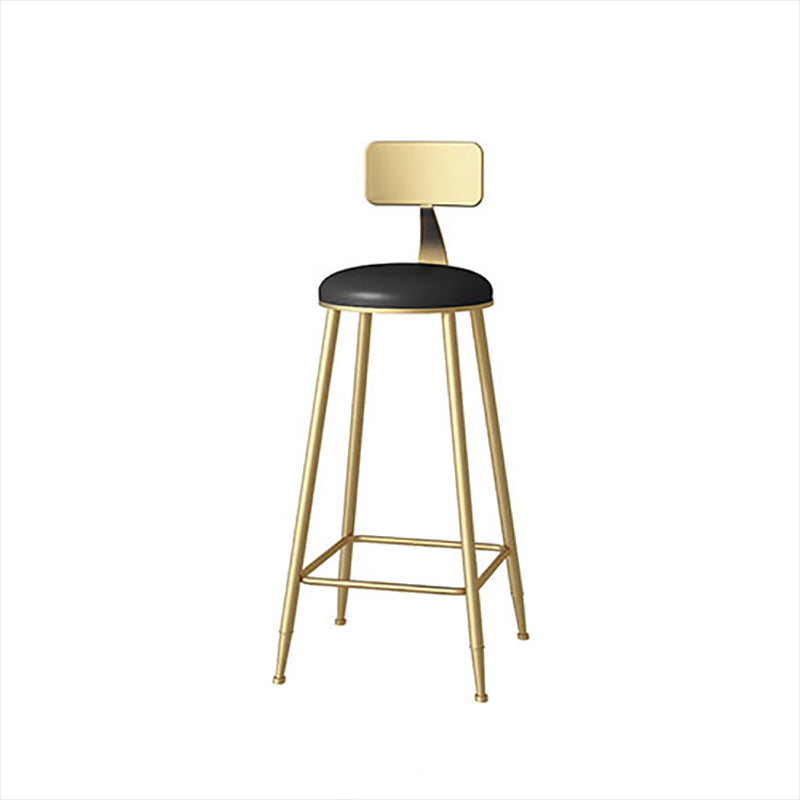Tabouret de bar rembourré de style Glam Tabouret de bar rond à dossier bas avec cadre doré