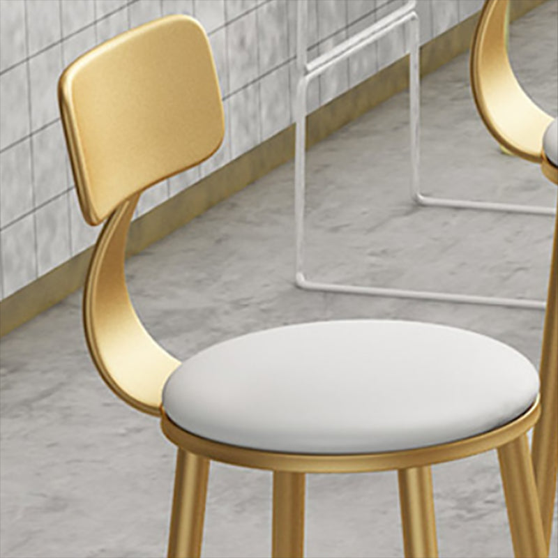 Tabouret de bar rembourré de style Glam Tabouret de bar rond à dossier bas avec cadre doré