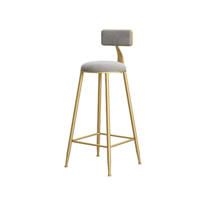 Glam Style Upholstered Barstool Round Bar Height Stool with Gold Frame 1 Piece Four Legs Clearhalo 'Bar Furniture' 'Bar Stools' 'bar_stools' 'furn' 'furn_bar_stools' 'Furniture' 'Kitchen & Dining Furniture' 6372239