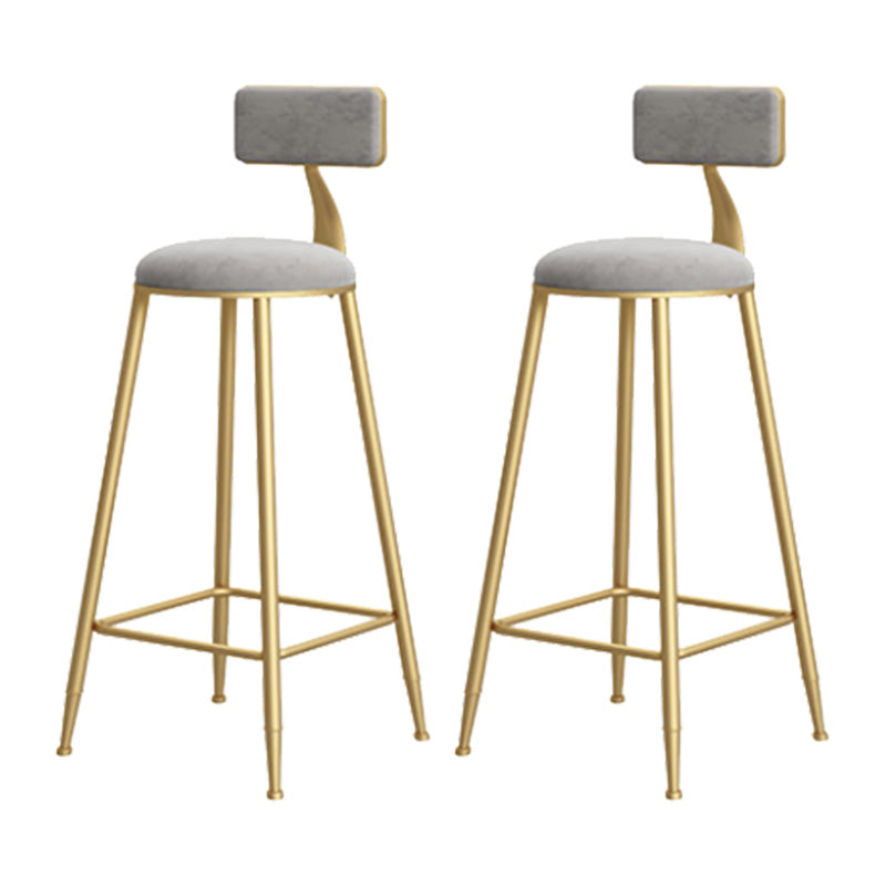Glam Style Upholstered Barstool Round Bar Height Stool with Gold Frame 2 Piece Set Four Legs Clearhalo 'Bar Furniture' 'Bar Stools' 'bar_stools' 'furn' 'furn_bar_stools' 'Furniture' 'Kitchen & Dining Furniture' 6372240