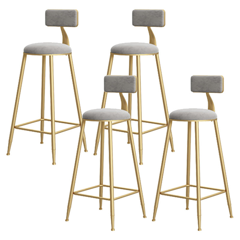 Glam Style Upholstered Barstool Round Bar Height Stool with Gold Frame 4 Piece Set Four Legs Clearhalo 'Bar Furniture' 'Bar Stools' 'bar_stools' 'furn' 'furn_bar_stools' 'Furniture' 'Kitchen & Dining Furniture' 6372242