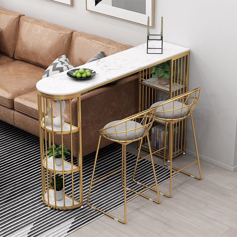 Glam Style Upholstered Barstool Round Bar Height Stool with Gold Frame Clearhalo 'Bar Furniture' 'Bar Stools' 'bar_stools' 'furn' 'furn_bar_stools' 'Furniture' 'Kitchen & Dining Furniture' 6372243