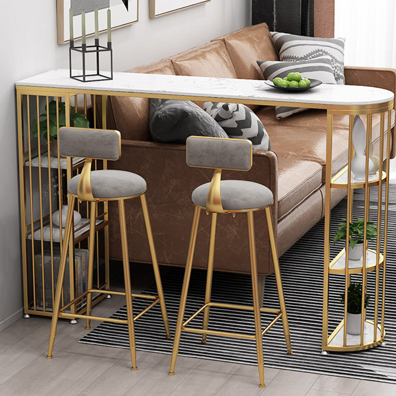 Glam Style Upholstered Barstool Round Bar Height Stool with Gold Frame Clearhalo 'Bar Furniture' 'Bar Stools' 'bar_stools' 'furn' 'furn_bar_stools' 'Furniture' 'Kitchen & Dining Furniture' 6372244