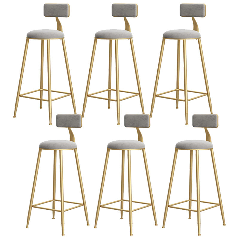 Glam Style Upholstered Barstool Round Bar Height Stool with Gold Frame 6 Piece Set Four Legs Clearhalo 'Bar Furniture' 'Bar Stools' 'bar_stools' 'furn' 'furn_bar_stools' 'Furniture' 'Kitchen & Dining Furniture' 6372245