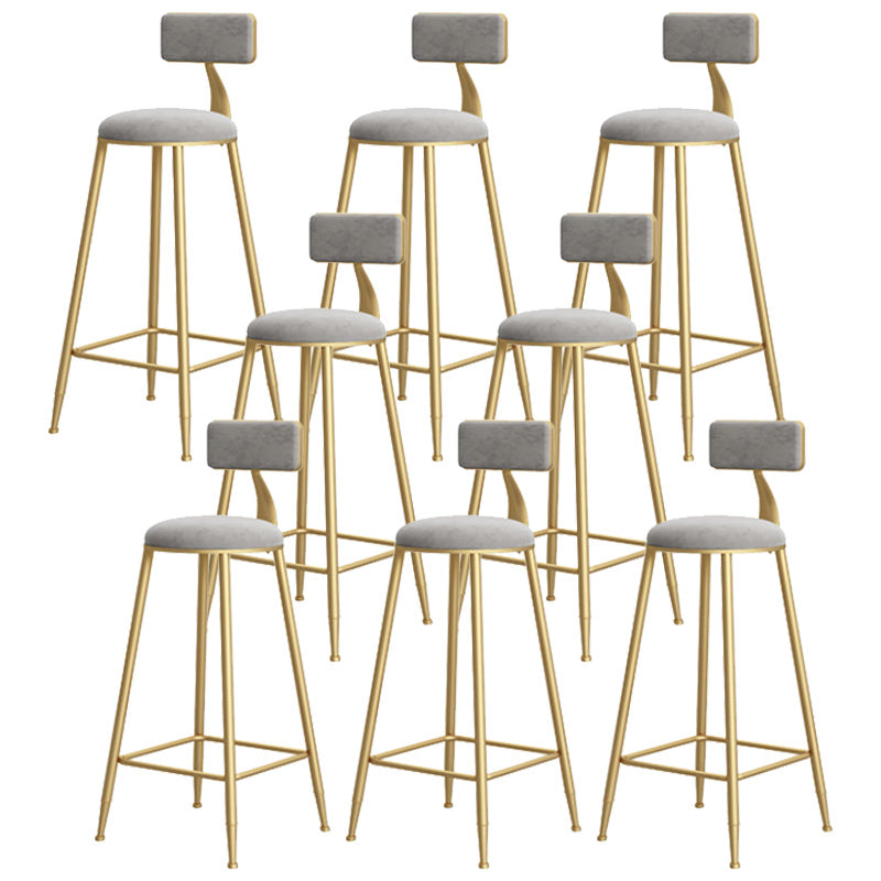 Glam Style Upholstered Barstool Round Bar Height Stool with Gold Frame 8 Piece Set Four Legs Clearhalo 'Bar Furniture' 'Bar Stools' 'bar_stools' 'furn' 'furn_bar_stools' 'Furniture' 'Kitchen & Dining Furniture' 6372247