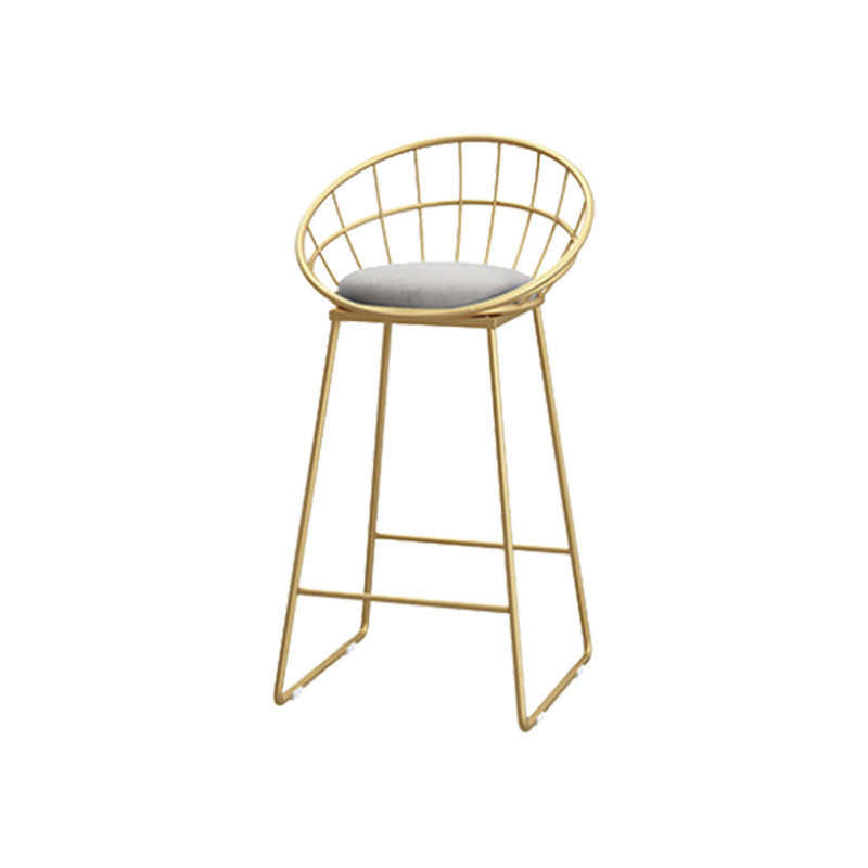 Glam Style Upholstered Barstool Round Bar Height Stool with Gold Frame 1 Piece Sled Clearhalo 'Bar Furniture' 'Bar Stools' 'bar_stools' 'furn' 'furn_bar_stools' 'Furniture' 'Kitchen & Dining Furniture' 6372248