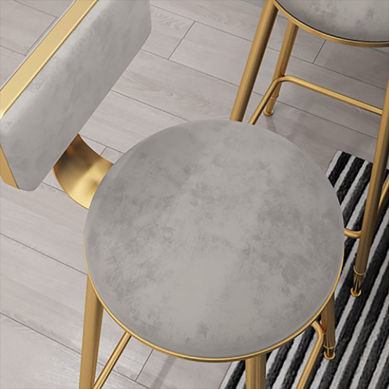 Glam Style Upholstered Barstool Round Bar Height Stool with Gold Frame Clearhalo 'Bar Furniture' 'Bar Stools' 'bar_stools' 'furn' 'furn_bar_stools' 'Furniture' 'Kitchen & Dining Furniture' 6372249