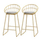 Glam Style Upholstered Barstool Round Bar Height Stool with Gold Frame 2 Piece Set Sled Clearhalo 'Bar Furniture' 'Bar Stools' 'bar_stools' 'furn' 'furn_bar_stools' 'Furniture' 'Kitchen & Dining Furniture' 6372250