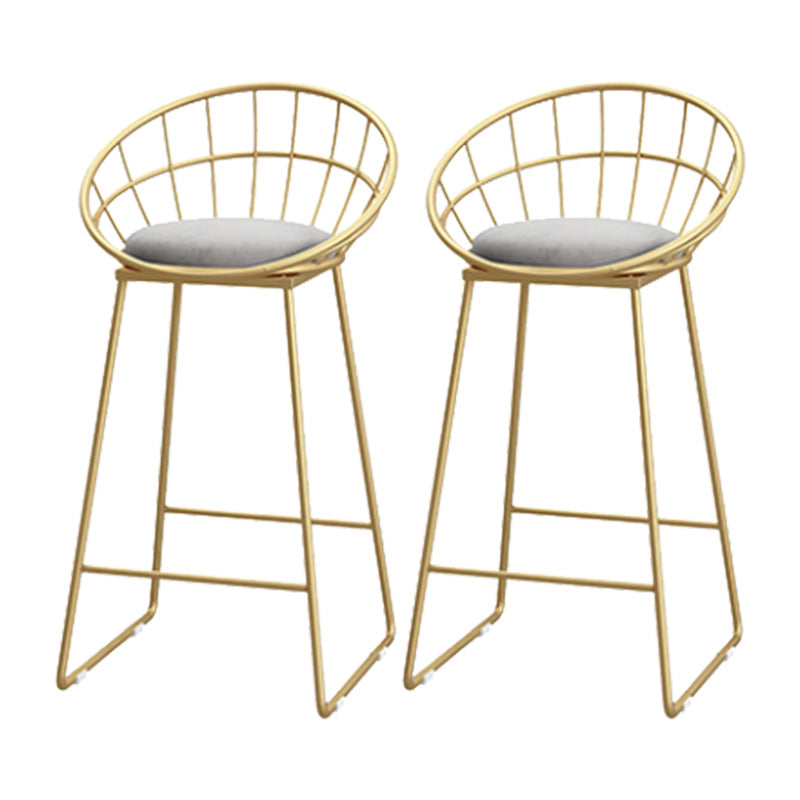 Glam Style Upholstered Barstool Round Bar Height Stool with Gold Frame 2 Piece Set Sled Clearhalo 'Bar Furniture' 'Bar Stools' 'bar_stools' 'furn' 'furn_bar_stools' 'Furniture' 'Kitchen & Dining Furniture' 6372250