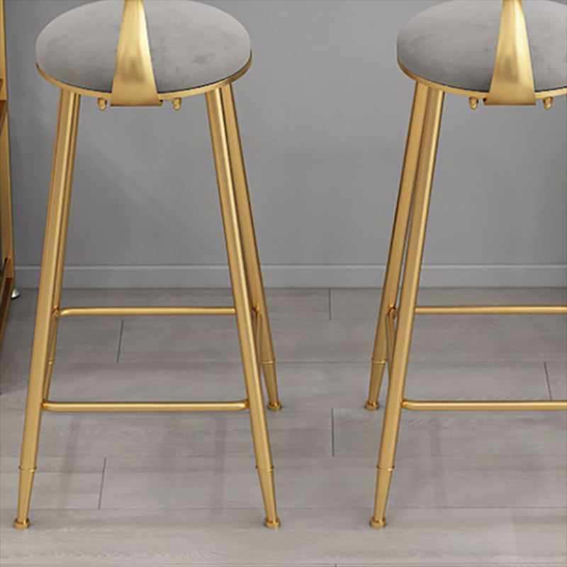Glam Style Upholstered Barstool Round Bar Height Stool with Gold Frame Clearhalo 'Bar Furniture' 'Bar Stools' 'bar_stools' 'furn' 'furn_bar_stools' 'Furniture' 'Kitchen & Dining Furniture' 6372251