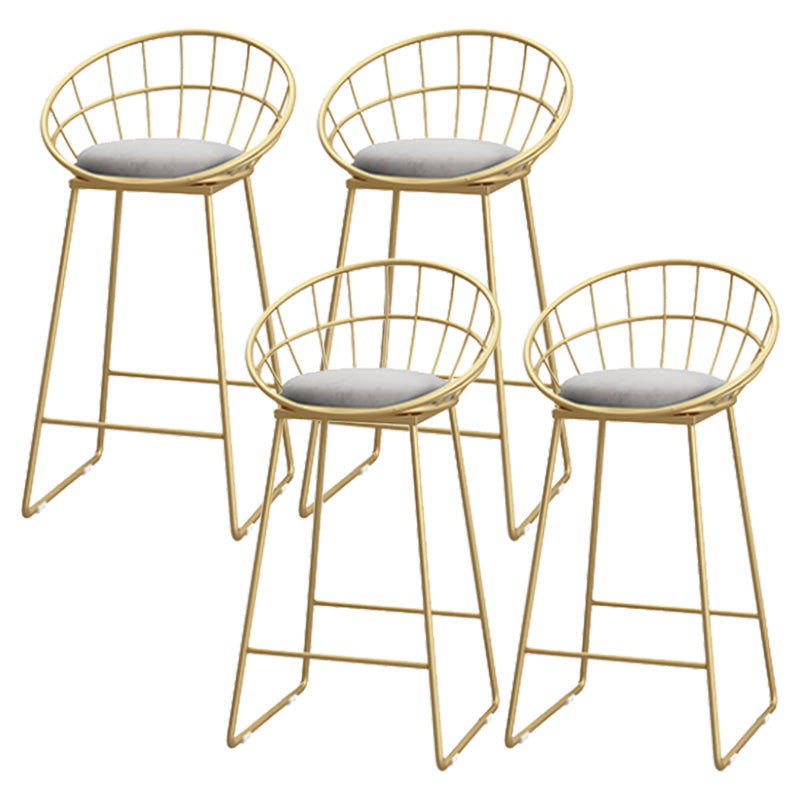 Glam Style Upholstered Barstool Round Bar Height Stool with Gold Frame 4 Piece Set Sled Clearhalo 'Bar Furniture' 'Bar Stools' 'bar_stools' 'furn' 'furn_bar_stools' 'Furniture' 'Kitchen & Dining Furniture' 6372252