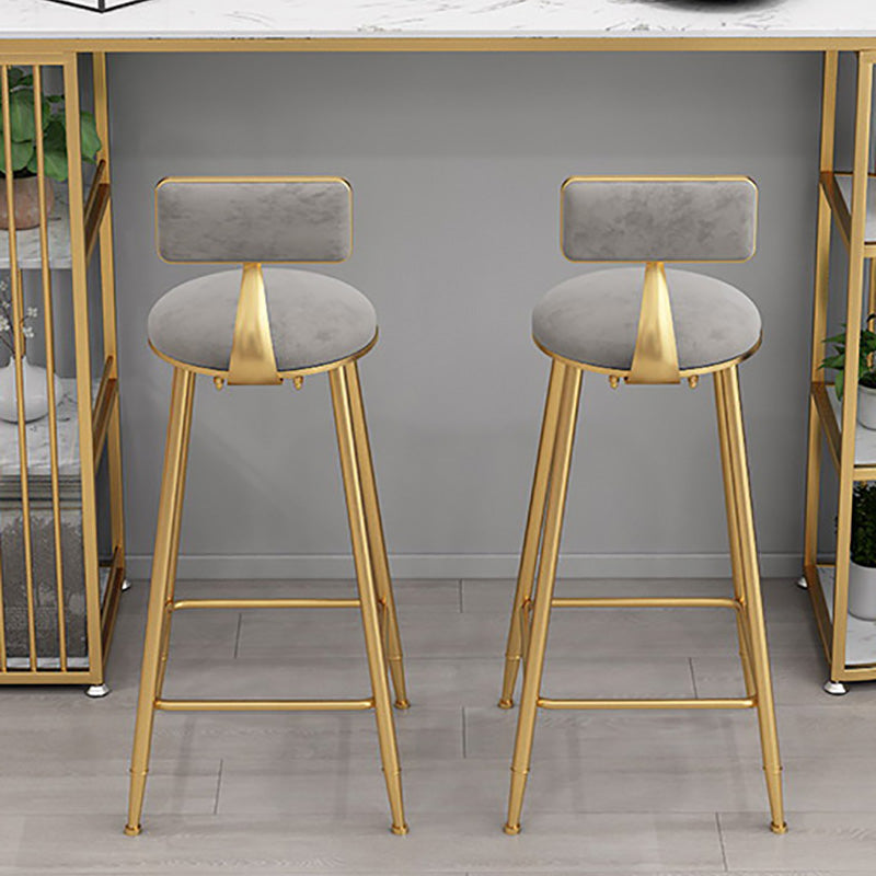 Glam Style Upholstered Barstool Round Bar Height Stool with Gold Frame Clearhalo 'Bar Furniture' 'Bar Stools' 'bar_stools' 'furn' 'furn_bar_stools' 'Furniture' 'Kitchen & Dining Furniture' 6372253