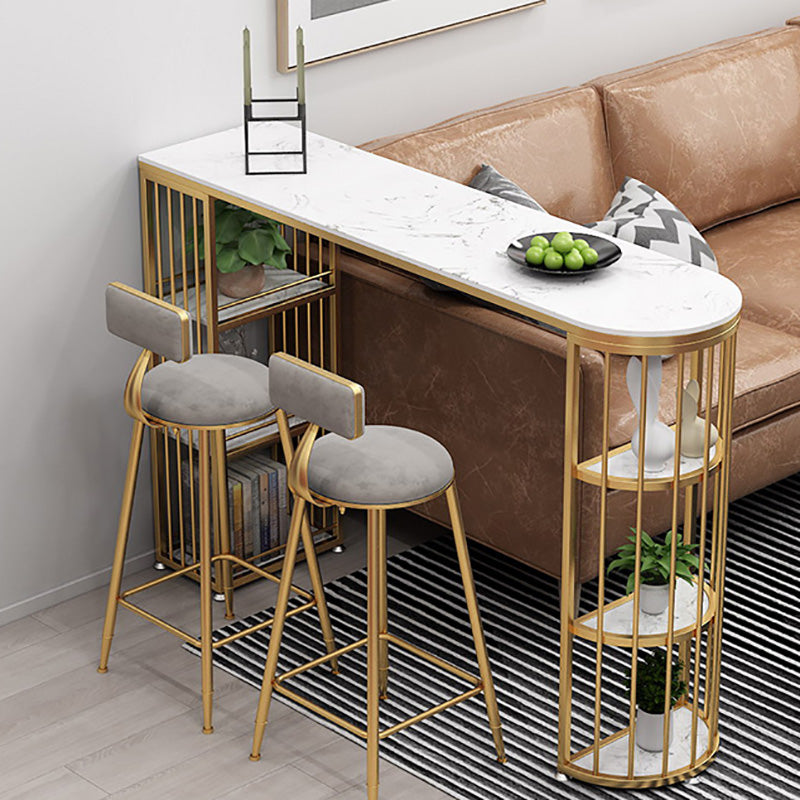 Glam Style Upholstered Barstool Round Bar Height Stool with Gold Frame Clearhalo 'Bar Furniture' 'Bar Stools' 'bar_stools' 'furn' 'furn_bar_stools' 'Furniture' 'Kitchen & Dining Furniture' 6372254