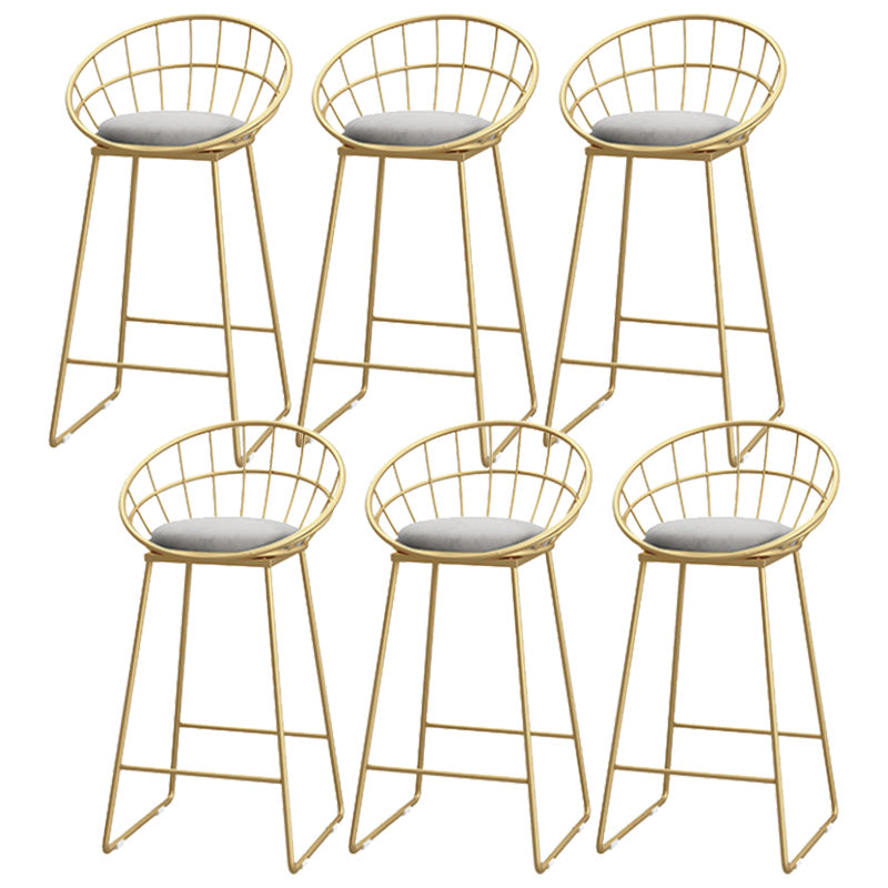 Glam Style Upholstered Barstool Round Bar Height Stool with Gold Frame 6 Piece Set Sled Clearhalo 'Bar Furniture' 'Bar Stools' 'bar_stools' 'furn' 'furn_bar_stools' 'Furniture' 'Kitchen & Dining Furniture' 6372255