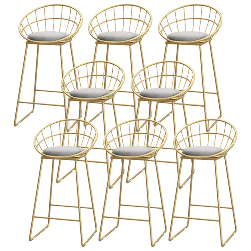 Glam Style Upholstered Barstool Round Bar Height Stool with Gold Frame 8 Piece Set Sled Clearhalo 'Bar Furniture' 'Bar Stools' 'bar_stools' 'furn' 'furn_bar_stools' 'Furniture' 'Kitchen & Dining Furniture' 6372256